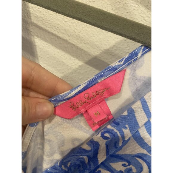 Lilly Pulitzer Parigi Romper Glisten in the Sun Womens Medium Blue Short Sleeve - Picture 3 of 5